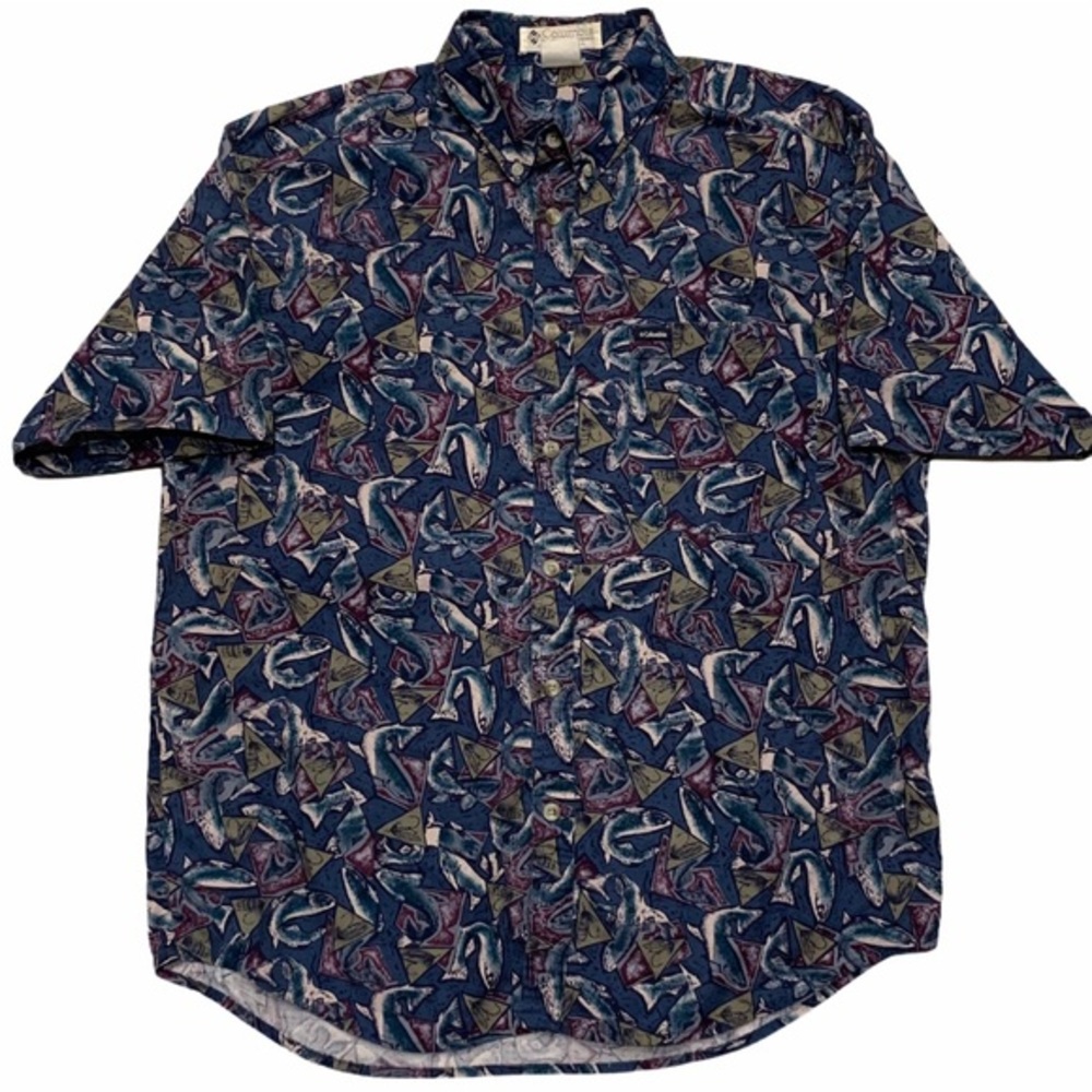 Vintage COLUMBIA Short Sleeve Button Up Fish Shirt